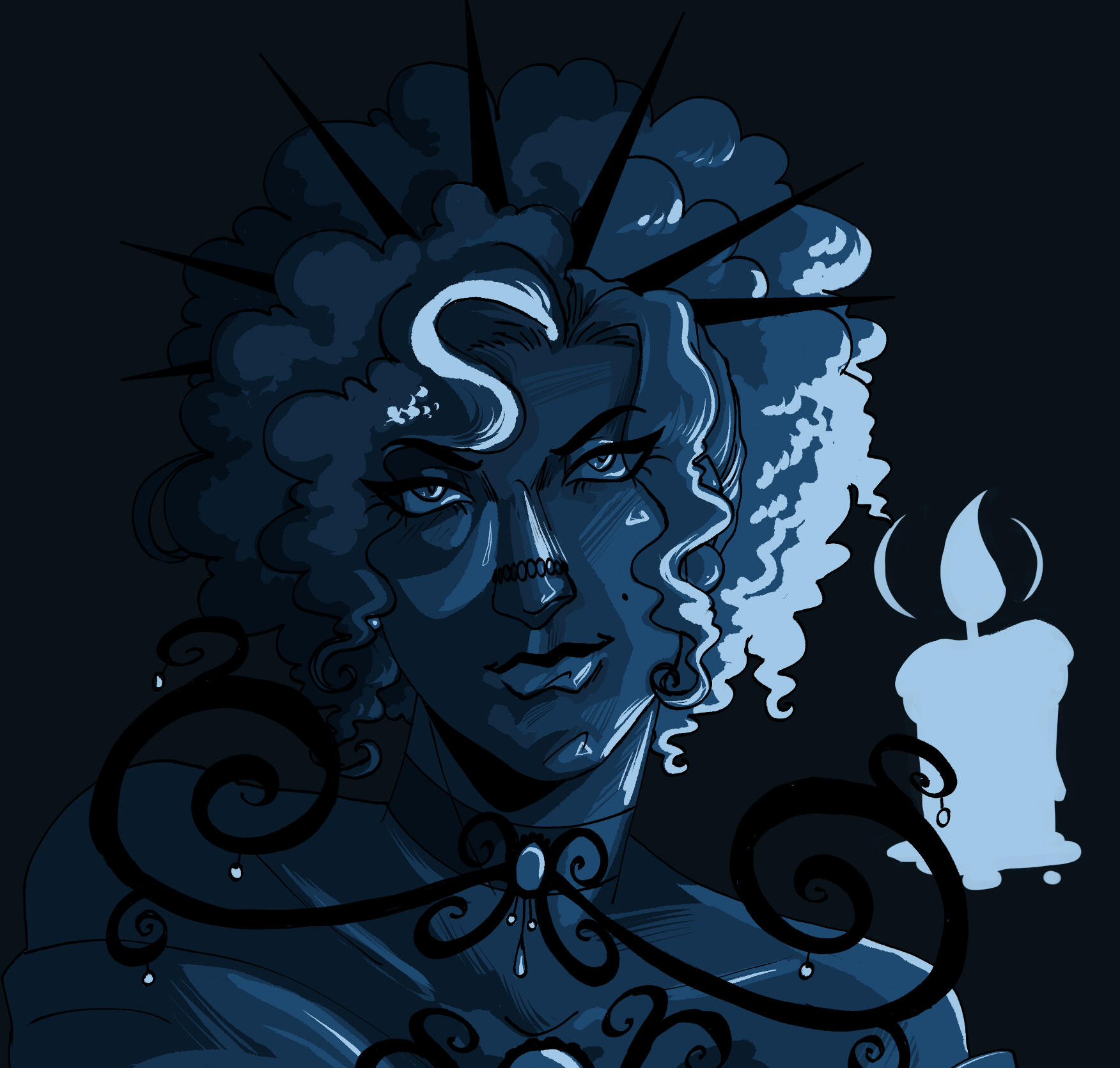 Character belongs to deathbyufo@bsky; image required complexity charge